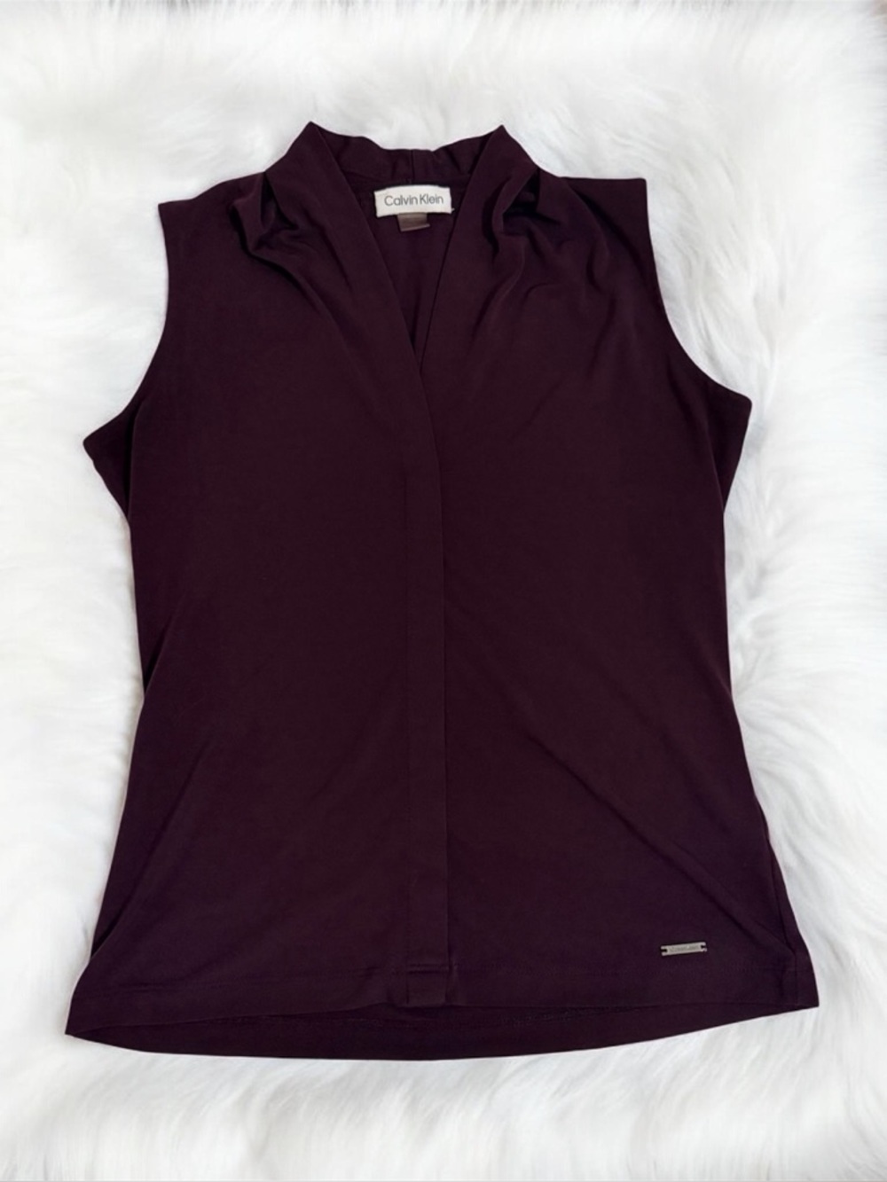 Calvin Klein V-neck women’s dress shirt; dark purple, sleeveless